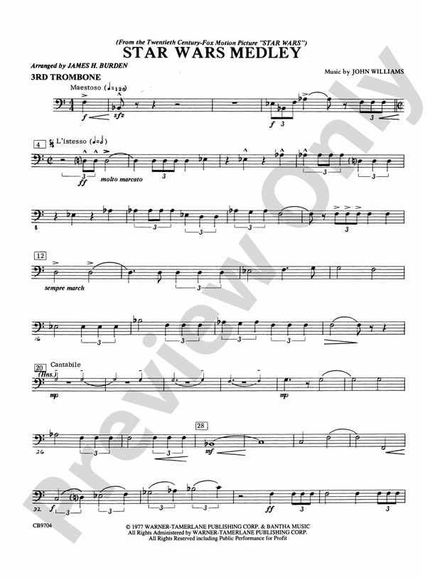 Star Wars® Medley: 3rd Trombone: 3rd Trombone Part - Digital Sheet ...