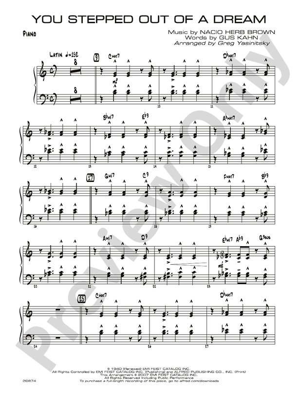 You Stepped Out of a Dream: Piano Accompaniment: Piano Accompaniment Part  Digital Sheet Music Download