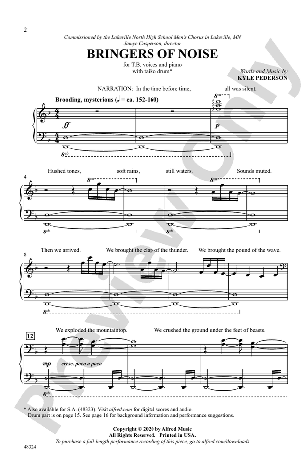 Bringers of Noise: TB Choral Octavo - Digital Sheet Music Download: Kyle  Pederson