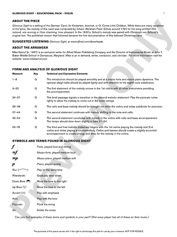 Glorious Sight: Violin Educational Pack