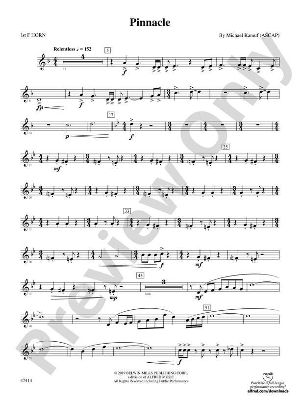 Pinnacle 1st F Horn 1st F Horn Part Digital Sheet Music Download 