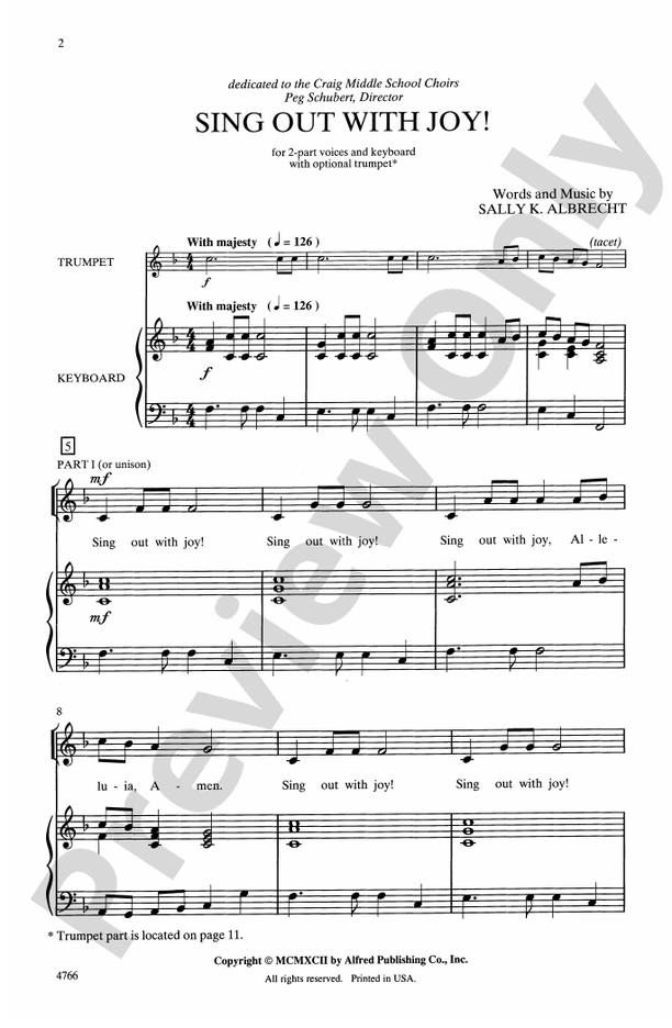 Sing Out with Joy!: 2-Part Choral Octavo: Sally K. Albrecht - Digital ...