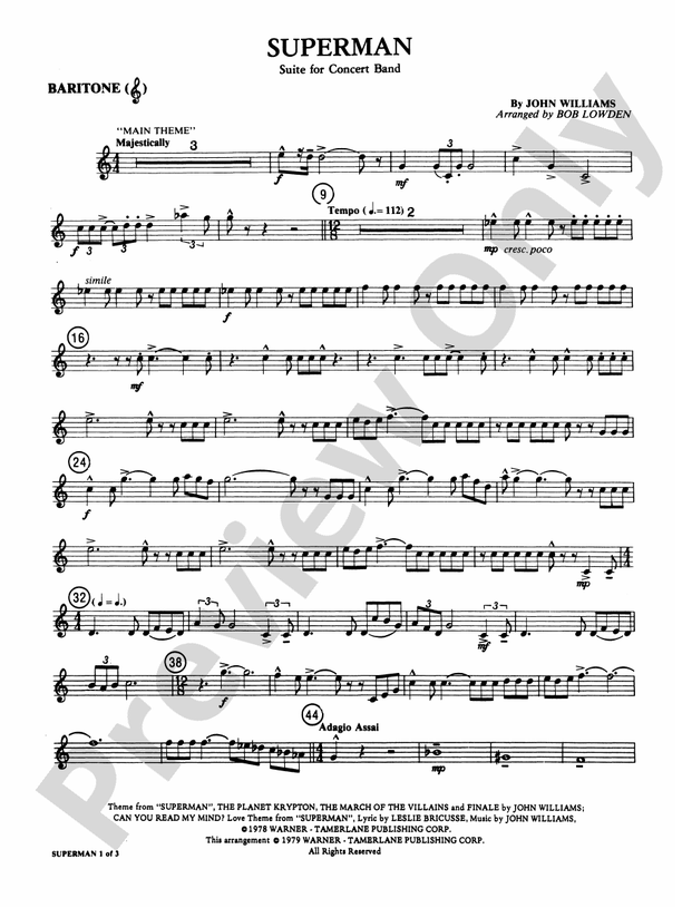 Superman: Baritone T.C.: Baritone T.C. Part - Digital Sheet Music Download