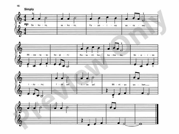 Sakura - Piano Solo with Lyrics (with Optional Duet Accompaniments)