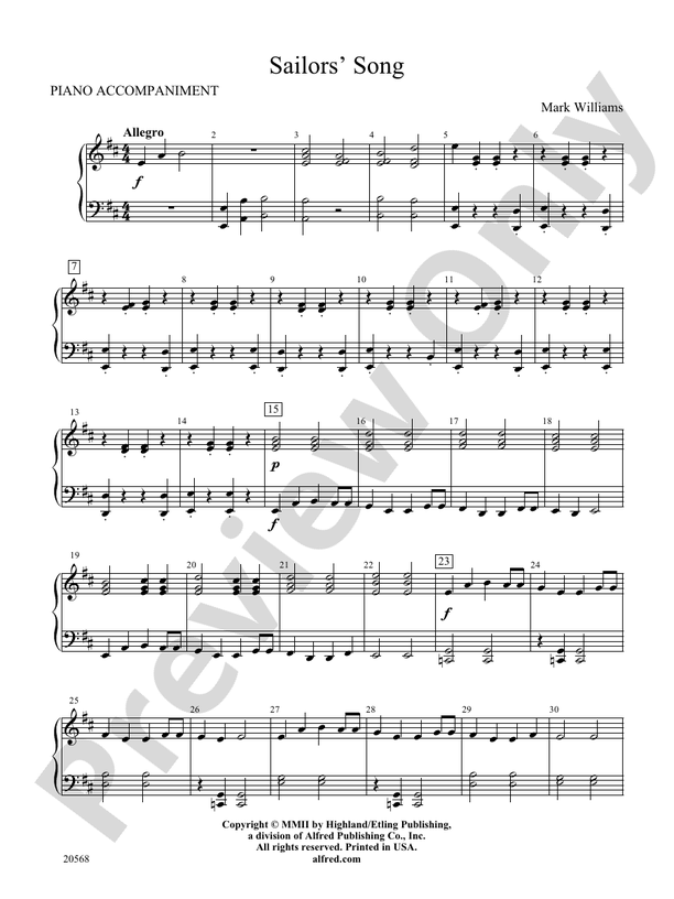 Sailor's Song: Piano Accompaniment