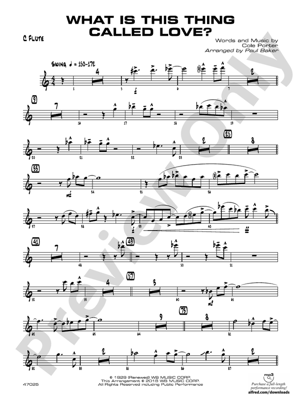 What Is This Thing Called Love? Flute Flute Part Digital Sheet
