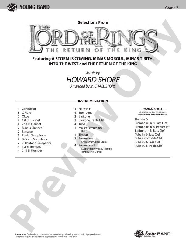 The Lord of the Rings: The Return of the King, Selections from: Score