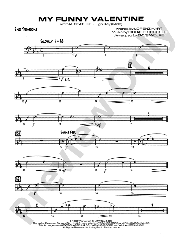My Funny Valentine: 2nd Trombone
