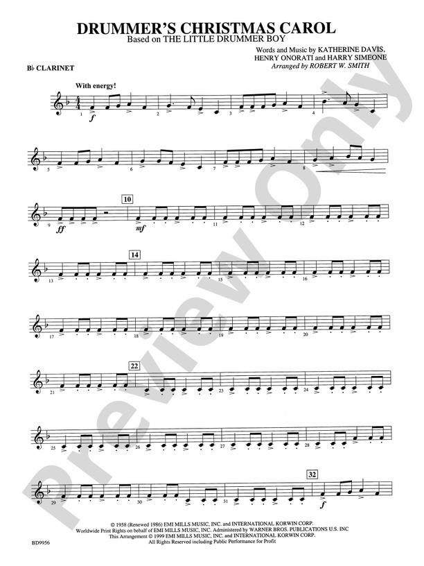 Drummer's Christmas Carol: 1st B-flat Clarinet: 1st B-flat Clarinet ...