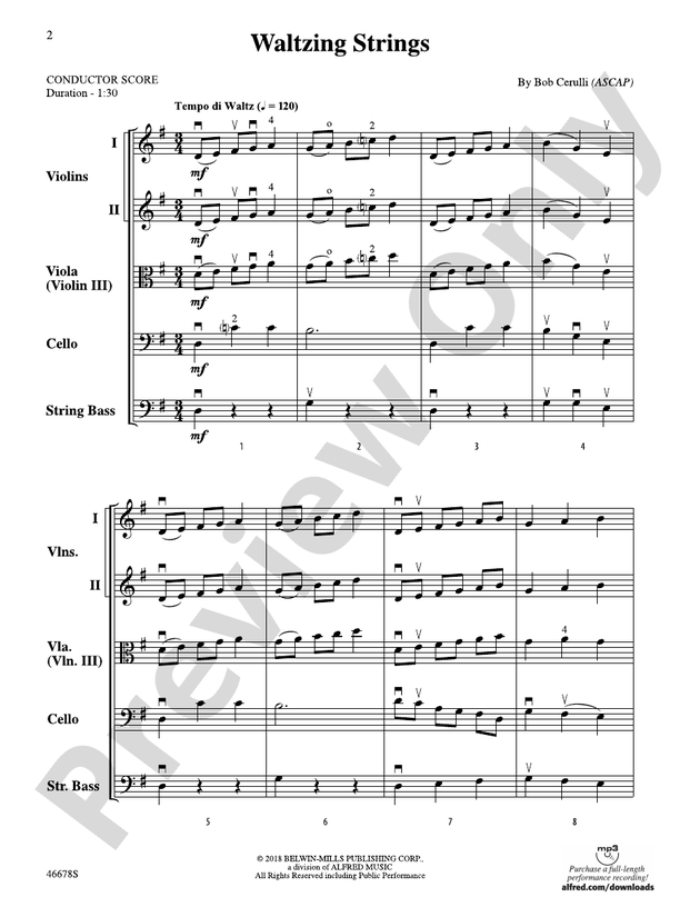 Waltzing Strings: String Orchestra Conductor Score & Parts: Bob Cerulli ...