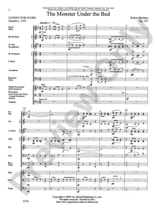 The Monster Under the Bed Concert Band Conductor Score & Parts Robert