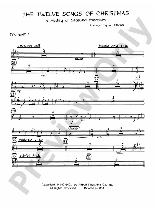 The Twelve Songs Of Christmas: 1st B-flat Trumpet: 1st B-flat Trumpet ...