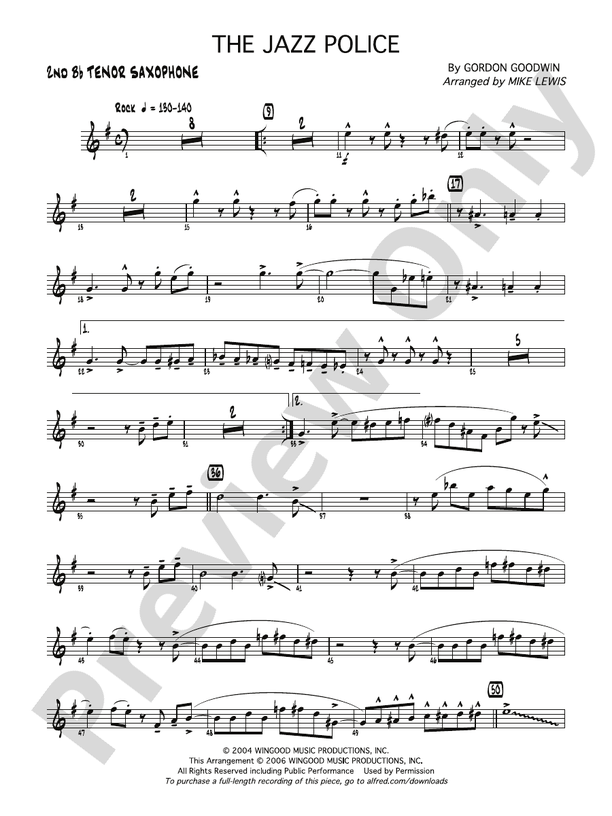 The Jazz Police 2nd Bflat Tenor Saxophone 2nd Bflat Tenor Saxophone Part Digital Sheet