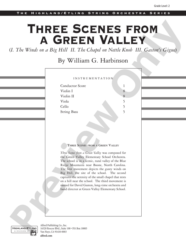 Three Scenes from a Green Valley String Orchestra Conductor Score