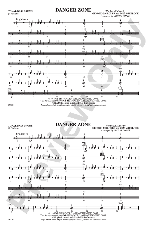 Danger Zone Tonal Bass Drum Tonal Bass Drum Part Digital Sheet Music Download
