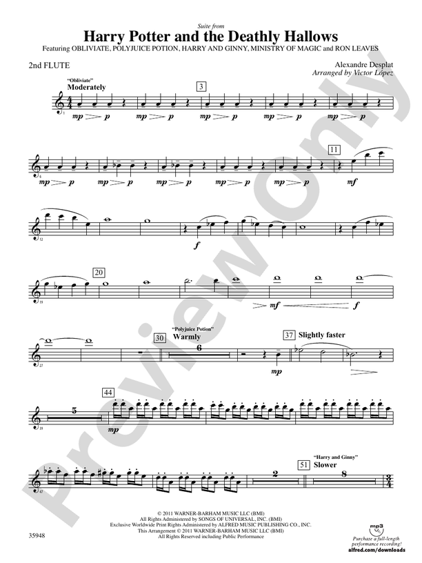 Harry Potter and the Deathly Hallows, Part 1, Suite from 2nd Flute