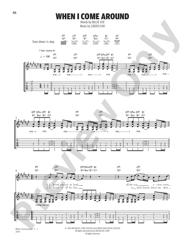 When I Come Around Guitar Green Day Digital Sheet Music Download