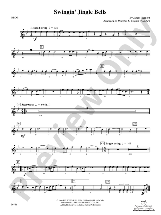 Swingin' Jingle Bells Oboe Oboe Part Digital Sheet Music Download