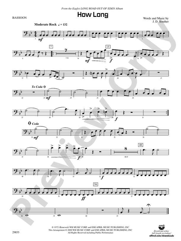 How Long Bassoon Bassoon Part Digital Sheet Music Download