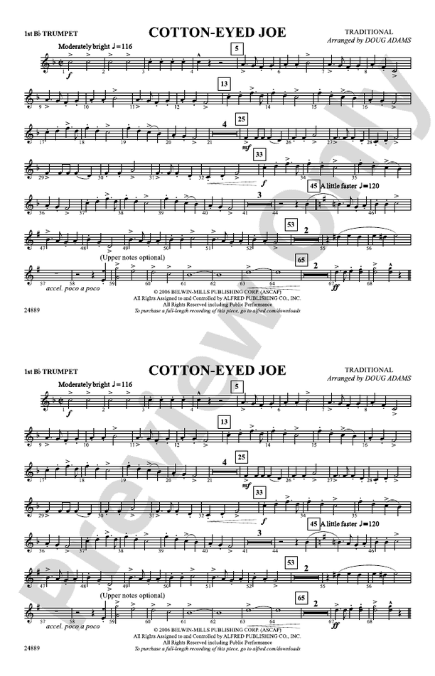 Cotton-Eyed Joe: 1st B-flat Trumpet: 1st B-flat Trumpet Part