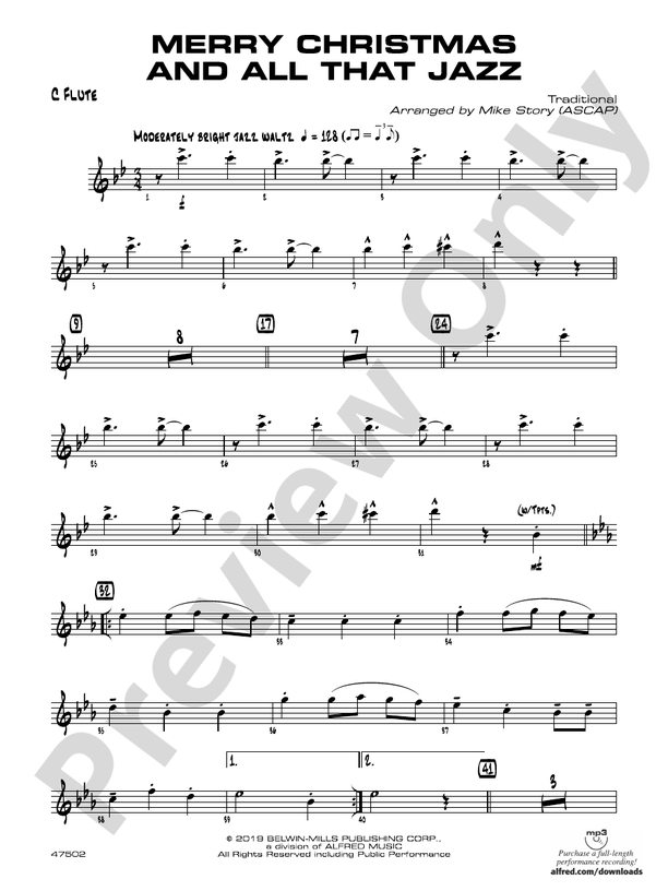 Merry Christmas and All That Jazz Flute Flute Part Digital Sheet