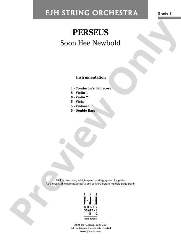 Perseus: Score: String Orchestra Score: Soon Hee Newbold