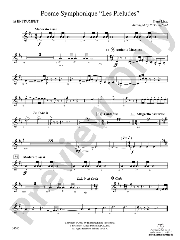 Poeme Symphonique "Les Preludes": 1st B-flat Trumpet