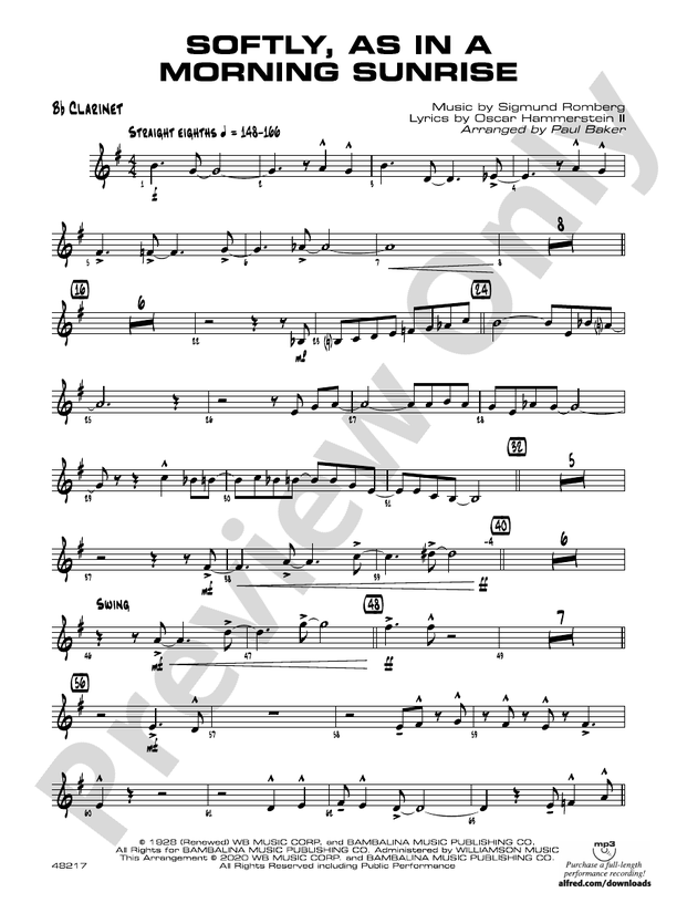 Softly, as in a Morning Sunrise 1st Bflat 1st Bflat Part Digital Sheet