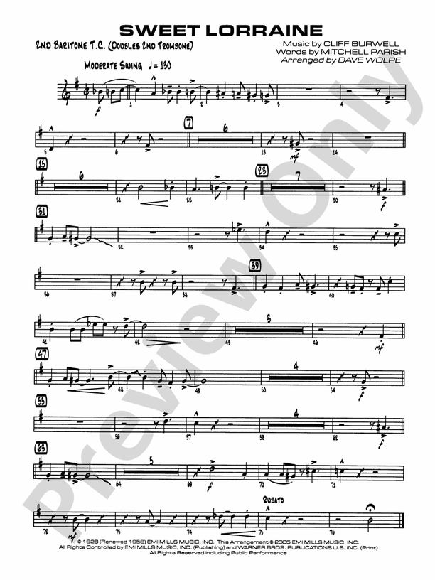 Sweet Lorraine: 2nd Baritone T.C.