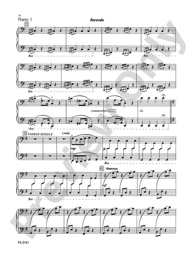 Patriotic Medley - Piano Quartet (2 Pianos, 8 Hands)