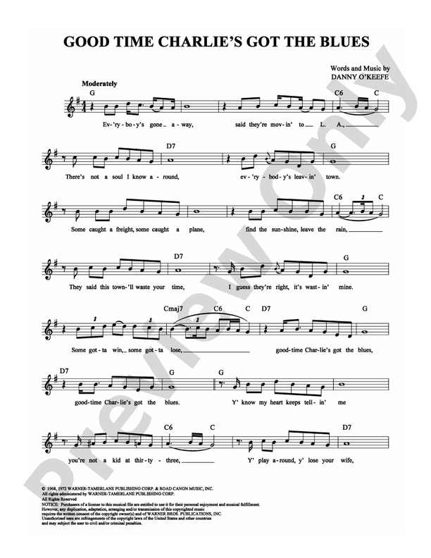 Good Time Charlie's Got The Blues Karaoke Good Time Charlie's Got the Blues: Lead Sheet: Danny O'Keefe - Digital