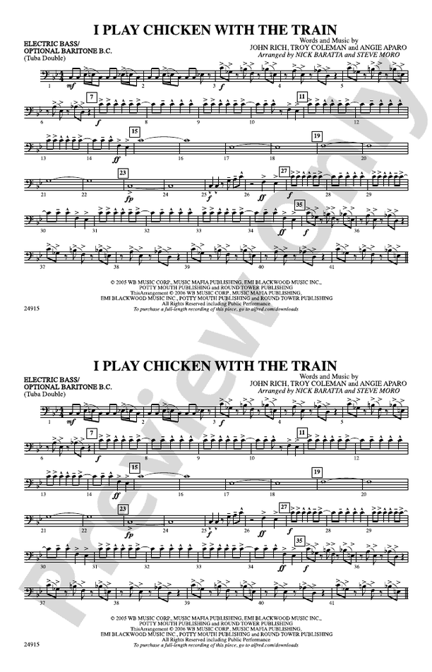 I Play Chicken with the Train Electric Bass Electric Bass Part Digital Sheet Music Download