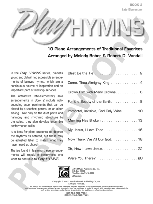 Play Hymns, Book 2: 10 Piano Arrangements of Traditional Favorites