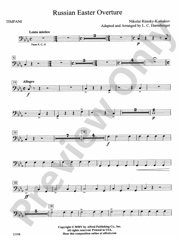 Russian Easter Overture Timpani Timpani Part Digital Sheet Music Download