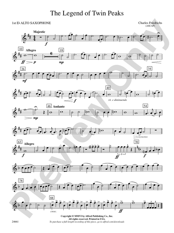 The Legend of Twin Peaks: E-flat Alto Saxophone: E-flat Alto