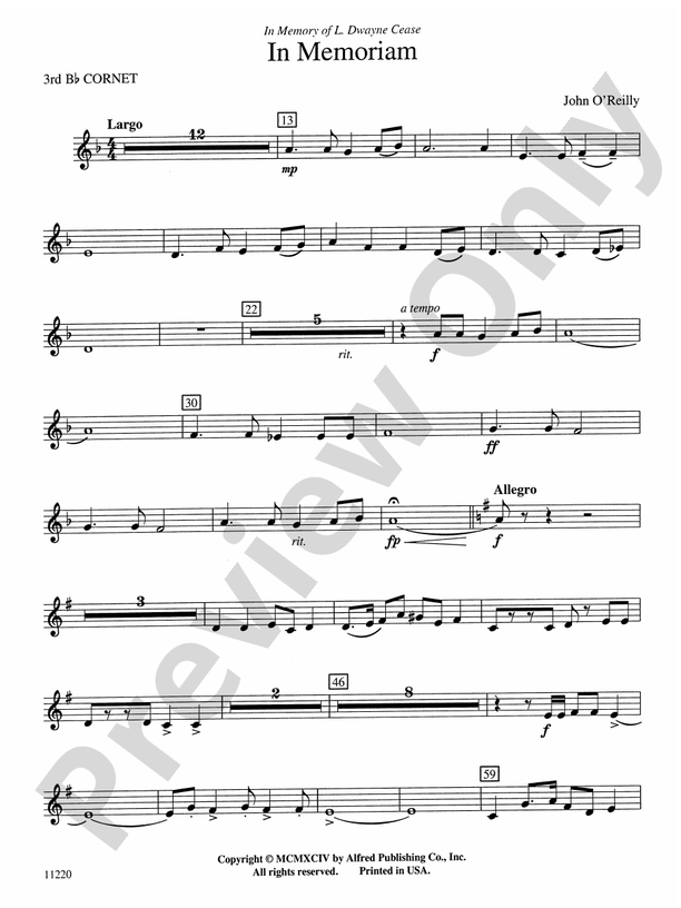 In Memoriam 3rd B Flat Cornet 3rd B Flat Cornet Part Digital Sheet In Memoriam 3rd B Flat Cornet 3rd B Flat Cornet Part Digital Sheet