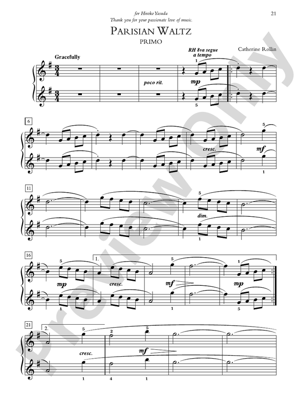 Parisian Waltz - Piano Duet (1 Piano, 4 Hands)