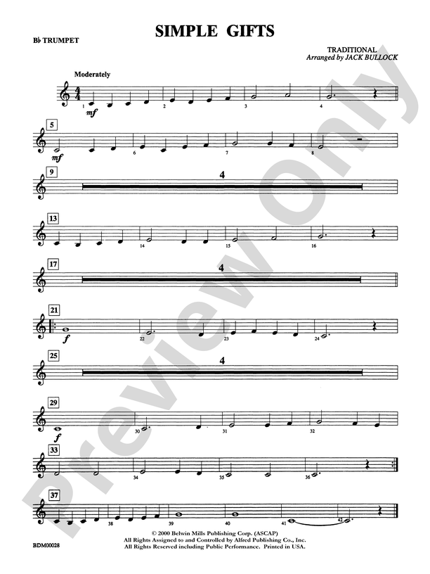 Simple Gifts Sheet music for Trombone, Tuba, Trumpet in b-flat