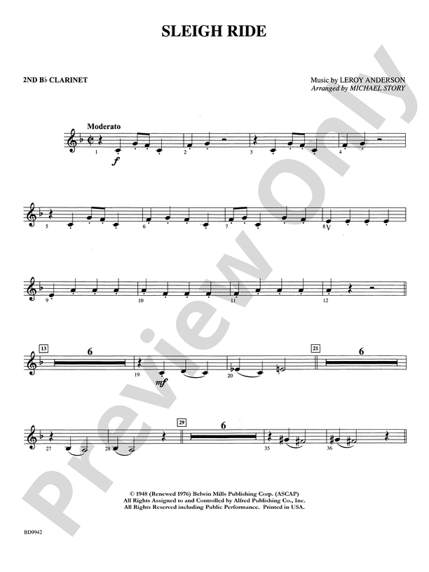 Sleigh Ride: 2nd B-flat Clarinet