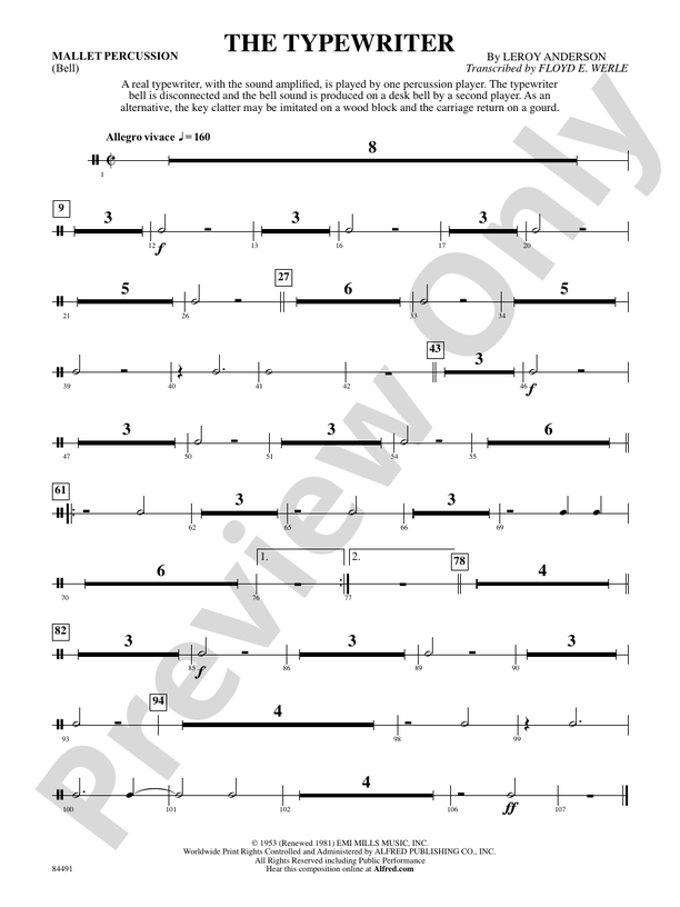 The Typewriter Mallets Mallets Part Digital Sheet Music Download