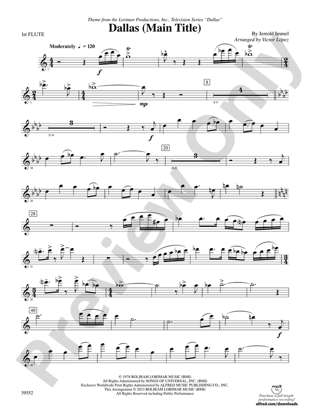 Dallas (Main Title): 2nd E-flat Alto Saxophone - Concert Band - Digital  Sheet Music