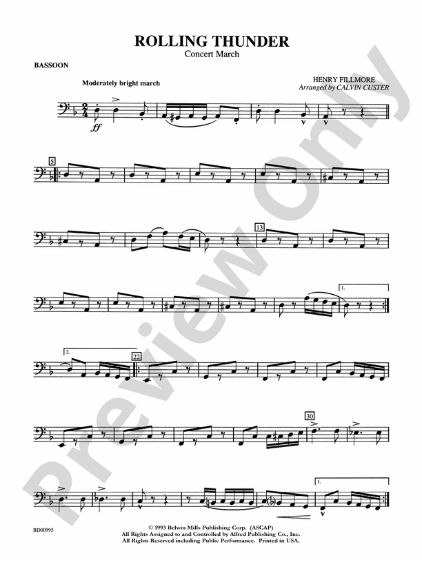 Rolling Thunder Concert March Bassoon Bassoon Part Digital Sheet