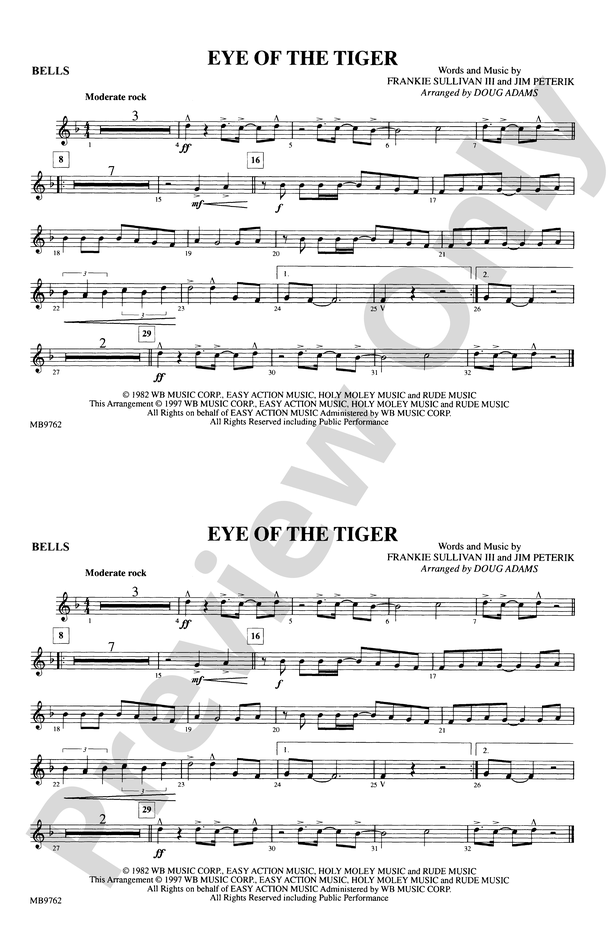 Eye Of The Tiger: Bells: Bells Part - Digital Sheet Music Download