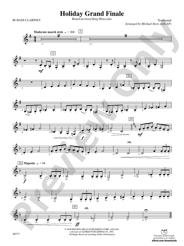 Holiday Grand Finale (Based on "Good King Wenceslas") Bflat Bass Bflat Bass