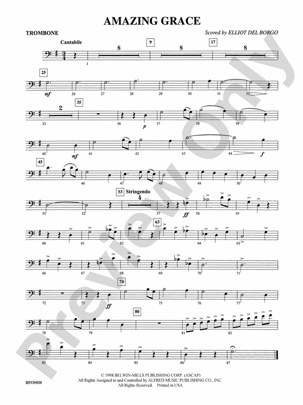 Amazing Grace 1st Trombone 1st Trombone Part Digital Sheet Music