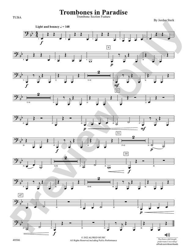 Trombones in Paradise Tuba Tuba Part Digital Sheet Music Download