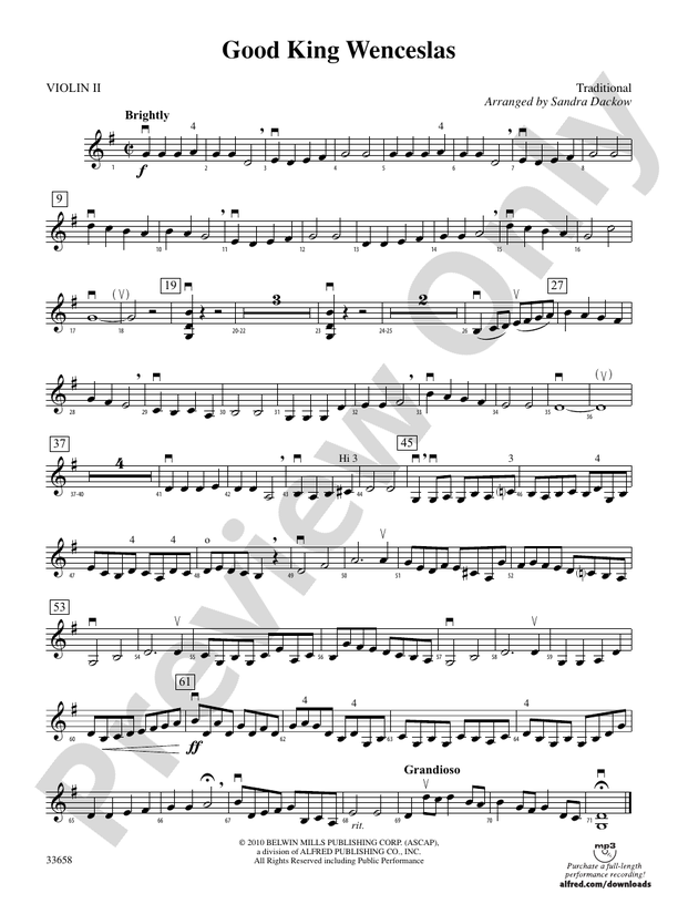 Good King Wenceslas 2nd Violin 2nd Violin Part Digital Sheet Music
