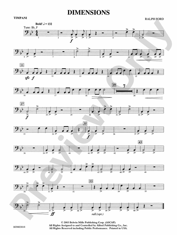 Dimensions Timpani Timpani Part Digital Sheet Music Download