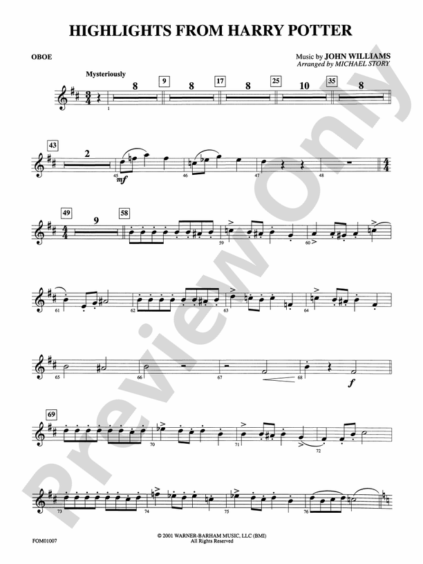 Harry Potter, Highlights from: Oboe: Oboe Part - Digital