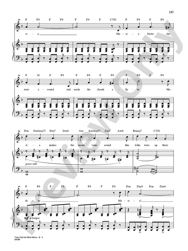 They Call the Wind Maria (From "Paint Your Wagon") Voice Frederick